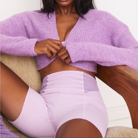 For Love And Lemons Sweaters - 🍋 For Love & Lemons NWT Crop Knit Cardigan Sweater Lavender Size S